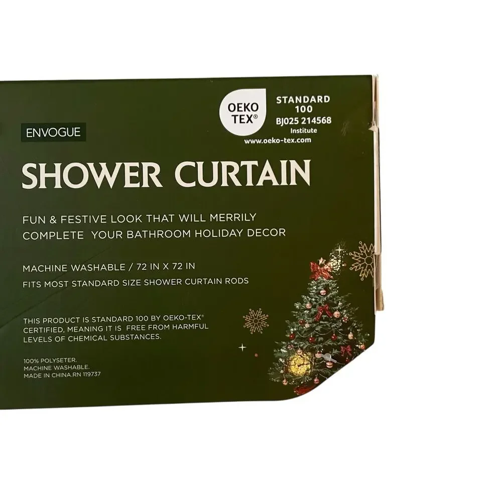 Envogue Embroidered SANTA Christmas Shower Curtain 72x72 Holiday NEW
